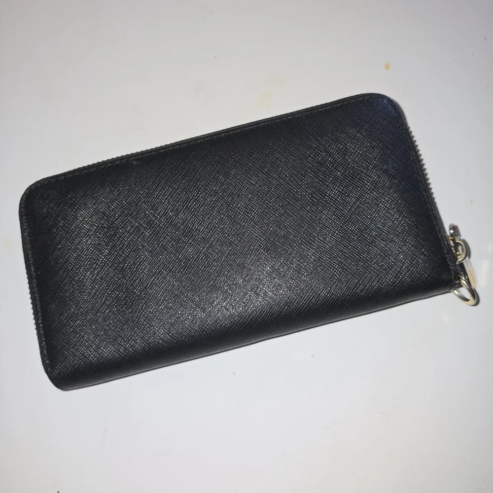 Michael Kors Black Saffiano Zip Wallet with Gold Logo